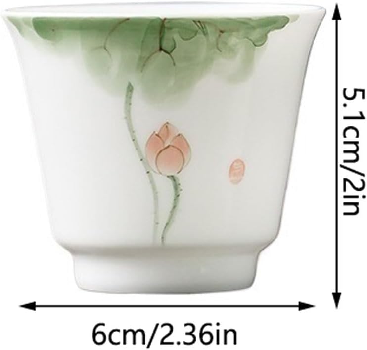 GSOUL Kungfu Tea cup Hand-painted Lotus Teacup Host Cup Personal Single White Porcelain Kung Fu Tea Set Chinese Small Tea Cups