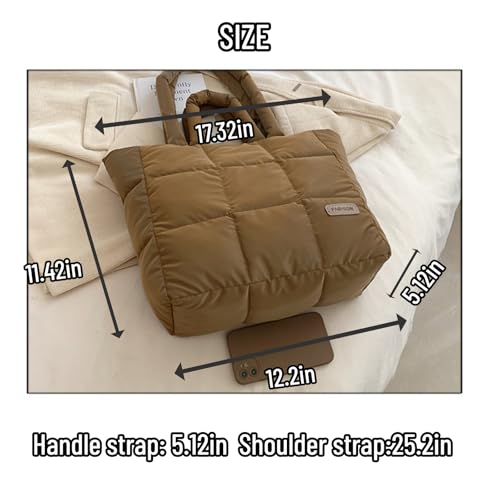 Puffy Tote Bag Padded Puffer Lattice Handbags for Women Large Capacity Quilted Shoulder Bag Trendy Padding Bag3