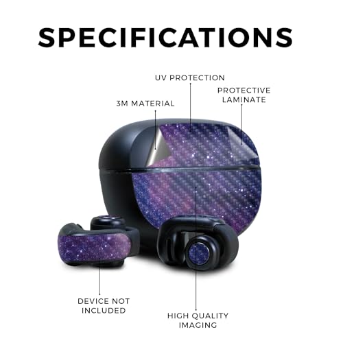 Image of Carbon Fiber Skin Compatible with Bose Ultra Open Earbuds - Violet Stars - Premium 3M Vinyl Protective Wrap Decal Cover - Easy to Apply | Crafted in The USA by MightySkins