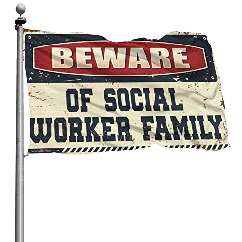 Drapeau drole mefiez vous des travailleurs sociaux grand format decoration chambre enfant famille