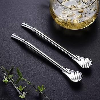 2 in 1 Stainless Steel Drinking Spoon Straws Reusable Washable Metal Cocktail Spoons Tea Filter Stir Spoon Straws for Drinking (Pack of 2)-image-44