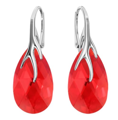 Boucles d'oreilles pendantes poire en cristaux autrichiens pour femme