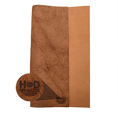 Hide & Drink, Leather Square For Crafts (12 X 12 In.), Tooling, Hobby Workshop, Medium Weight (1.8 Mm), Durable Fine Grain Leather, Handmade Includes 101 Year Warranty (Old Tobacco) #TOP2