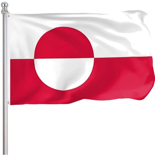 FLGCLUB Greenland Flag 3x5 Ft Outdoor Double Sided 100D Polyster Denmark Greenlander Flags Vibrant Color Fade Resistant Greenlander Flag Double Stitched Brass Grommets