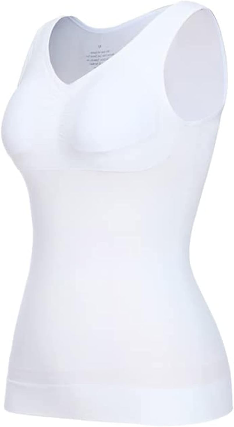 TAIZRONGWomen's Tummy Control Shapewear Tank Tops Women's Padded Bra Camisole Tummy and Waist Control Body Shapewear Seamless Body Shaper Compression Top, M