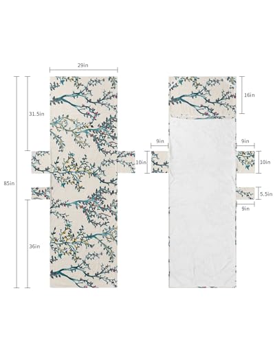 Teal Botanical Beach Lounge Chair Towel Cover, Soft Chaise Lounge Towel with Side Pockets Patio Pool Chairs Cover for Beach/Pool Sunbathing 29x85 Elegant Spring Floral Summer Branches Rustic