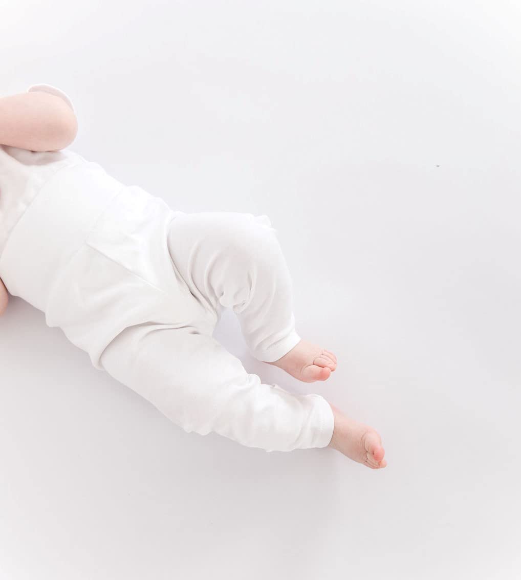 Pimbi&Bimpi Baby Pants | Premium Peruvian PIMA Cotton | White Footed Baby Pants | Unisex: Baby boy Pants and Baby Girl Pants (3-6 Months)