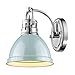 Golden Lighting 3602-BA1 CH-SF Duncan Bath Vanity, 8.25" L x 6.5" W x 8.5" H, Chrome with a Seafoam Shade