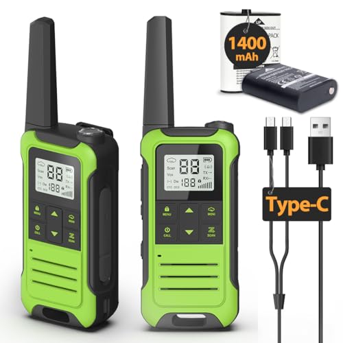 Image of Walkie Talkies Long Range Rechargeable Walkie Talkie for Adults, Baofeng F22 FRS Radio Walky Talky Family Walkie-Talkie with Flashlight 1400 mAh Battery USB Charger for Camping Trip (2 Pack)