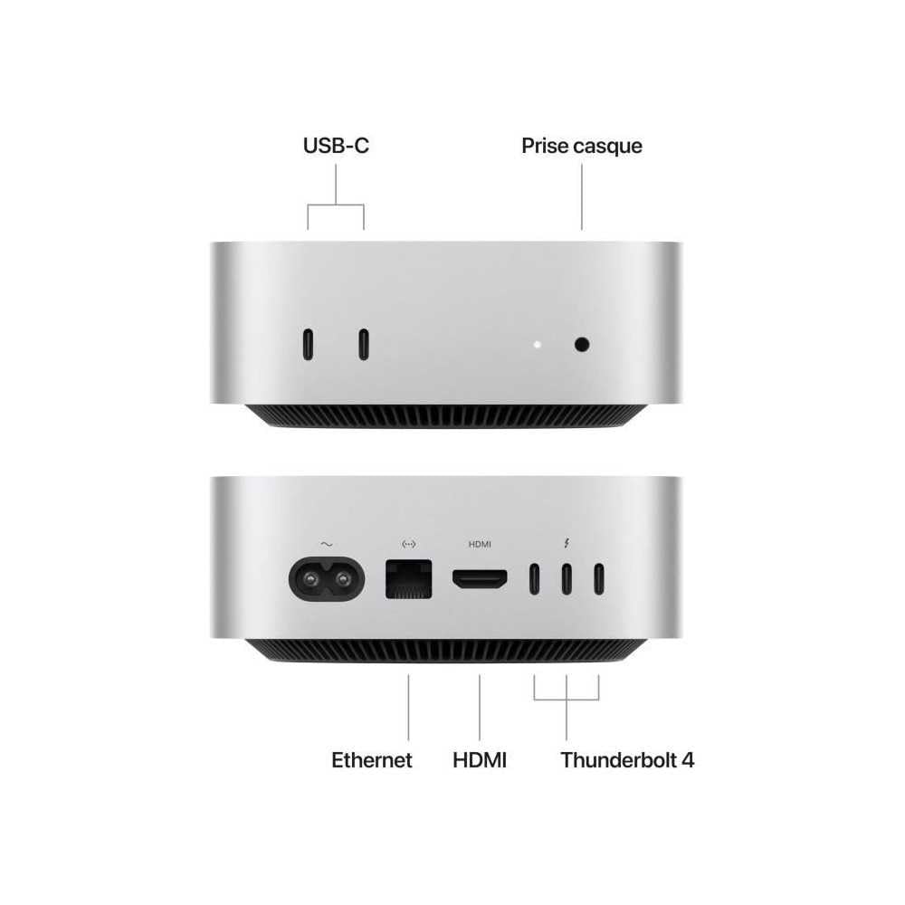 Apple Mac mini Desktop-PC mit M4 Chip, 10-Core CPU und 10-Core GPU - 16GB Unified Speicher, 256GB SSD Speicher, Gigabit Ethernet, kompatibel mit iPhone/iPad