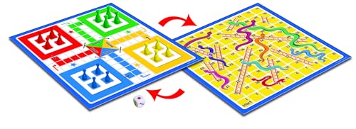 Image of Ludo and Snakes & Ladders Board Game for Kids | 2 in 1 Double Sided Game Set | Indoor Family Game for 2-4 Players | Age 4+ | Durable & Portable