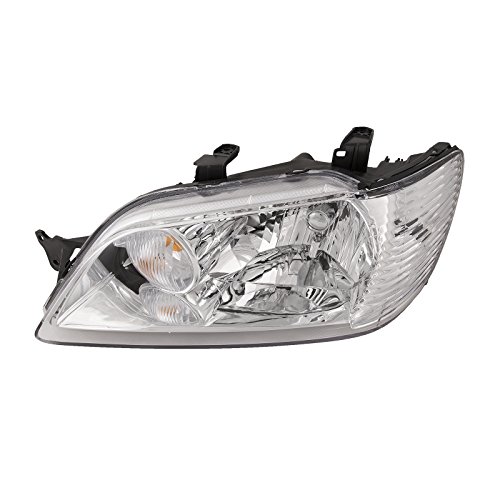 HEADLIGHTSDEPOT Chrome Housing Halogen Headlight Compatible with Mitsubishi Lancer 2002-2003 Includes Left Driver Side Headlamp