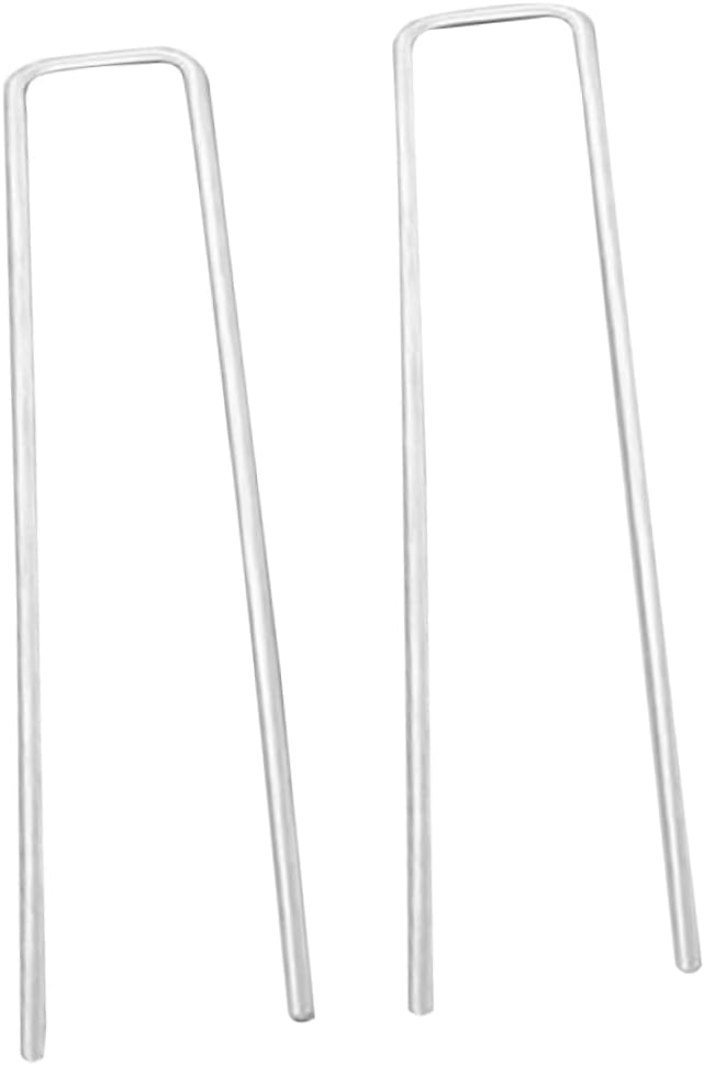 YARNOW 50Pcs U-Shaped Galvanized Steel Garden Stakes Lawn Ground Pegs for Weed Barrier and Outdoor Landscaping