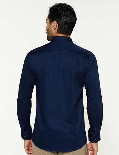 Image of Peter England Men's Slim Fit Full Sleeve Casual Shirt in Twill Weave Cotton