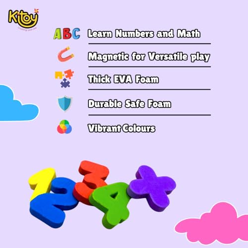 Image of Number and Symbol Magnets -35 Total Magnets | 30 Numbers and 5 Operator Fridge Magnets | Colorful ABC Educational Toy Set Preschool Learning Counting & Problem Solving