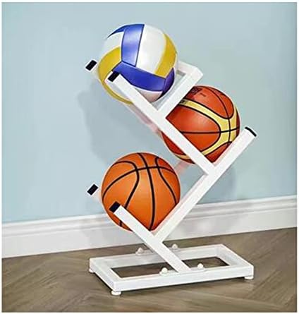 Vertical Basketball Storage Rack - Heavy-Duty Metal Organizer for Indoor/Outdoor Sports Gear, Holds Volleyball, Soccer Balls & Basketballs, Space-Saving Design