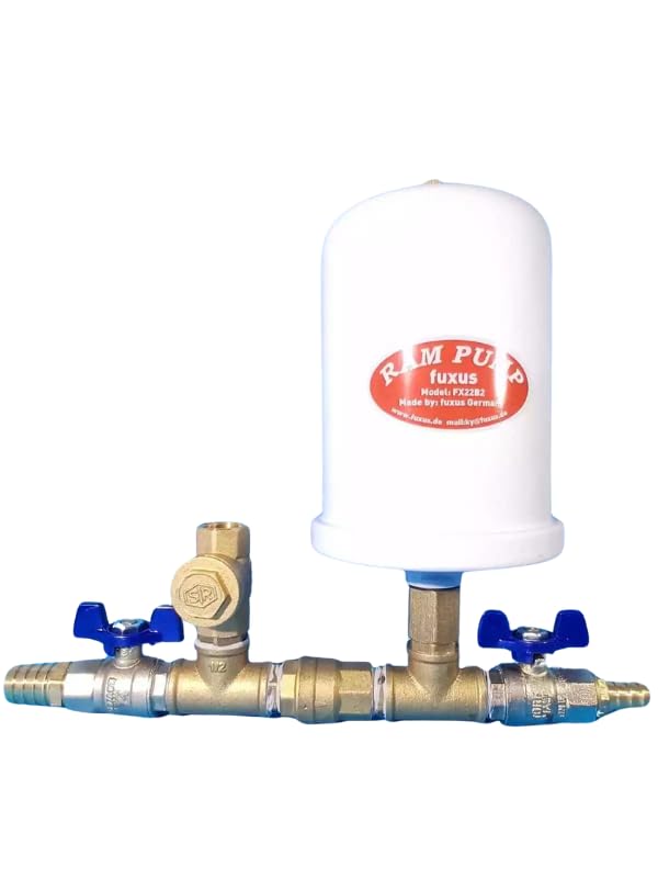 FUXUS Hydraulischer Widder – Wasserpumpe aus Messing ohne Strom – Mechanische Ram Pumpe zur Wasserförderung – Varianten: MINI (½ Zoll / DN15) oder MIDI (1 Zoll / DN25) (MIDI (1 Zoll / DN25))