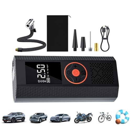 Bomba de aire portátil – Kit de herramientas inalámbricas recargables, inflador de neumáticos de coche, bomba de bicicleta, para motocicleta, vehículo, balones, globo, scooter eléctrico, hogar