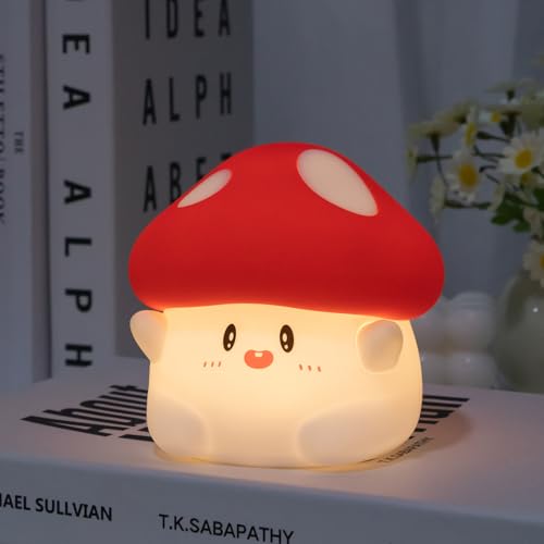 Lámpara de noche de silicona con forma de hongo para niños