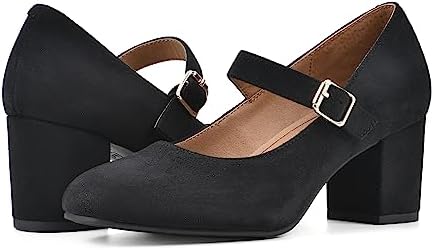 WHITE MOUNTAIN Women's Shoes Frenzies Mary Jane Block Heel, Black/Fabric, 10 M | Image 1