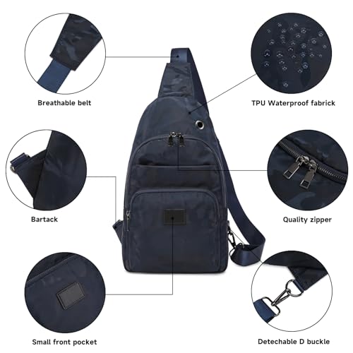 Mochila bandolera reciclada azul oscuro para viaje miniatura 4