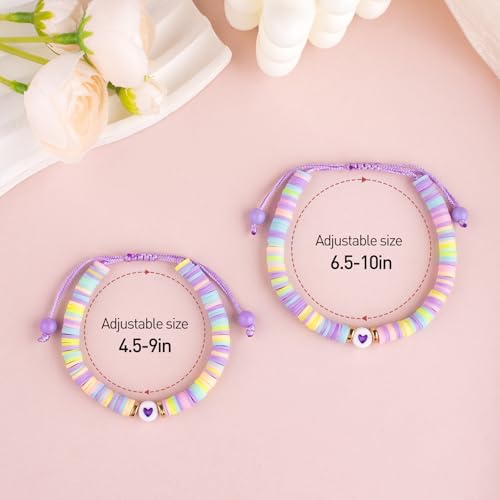 Image of First Day of School Mommy and Me Matching Bracelet Set kindergarden Pre-K Back to School Gifts Adjustable Heart Clay Bead Jewelry for Mother Daughter Dad Son