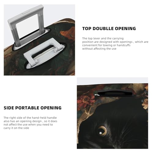 Black Cat Wearing Hat Pumpkins Leaves Elastic Travel Luggage Covers Dustproof Scratch-Resistant Suitcase Protector Fit 22-24 Inch3