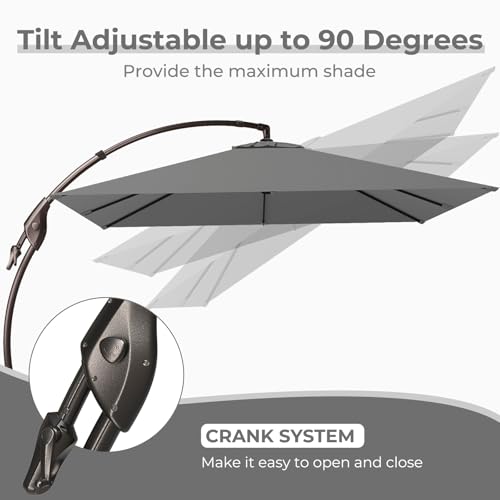 Image of Grand patio 10x10 FT Cantilever Square Umbrella with Base, Gray