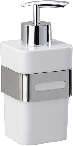 Wenko Dispensador de jabón Premium Plus, acero inoxidable, plateado brillante, 2.8 x 3.5 x 6.1 in