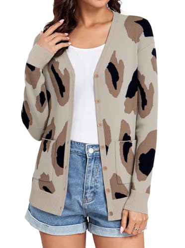Image of TASAMO Women's Lightweight Button Down Cardigan Sweaters Long Sleeve Classic V Neck Knit Soft Shrugs with Pocket