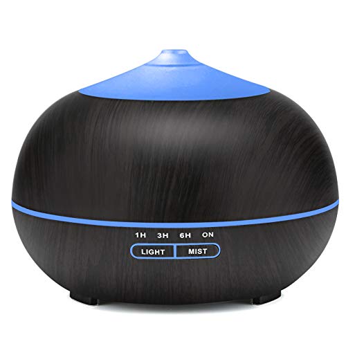 Difusor difusor de aceites esenciales de 400 ml, humidificadores de aroma para apagado automático sin agua con 7 luces LED para la oficina en casa, spa de yoga