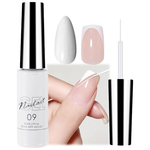 White Gel Nail Polish Liner - UV Nail Color Gel For Fineliner French Nail Art Design Womens DIY Home Salon Gel Colours For Nails