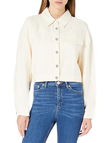 NA-KD Damen Cropped Leinenjacke, beige, 38