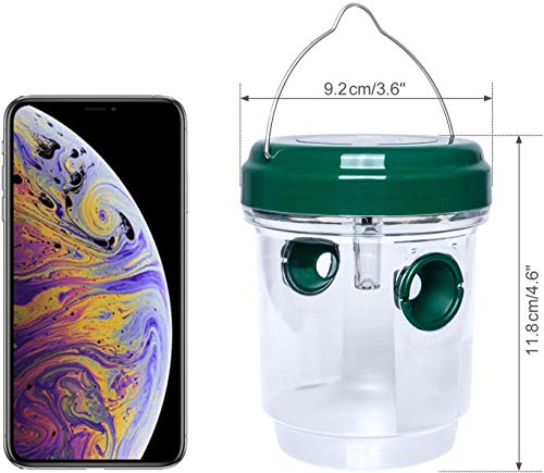 2 Pack Solar Wasp Traps Outdoor Hanging, Carpenter Bee Trap For Outside Yellow Jacket Traps Wasp Killer With Light, Reusable Bee Catcher Outdoor Hornet Traps #TOP2