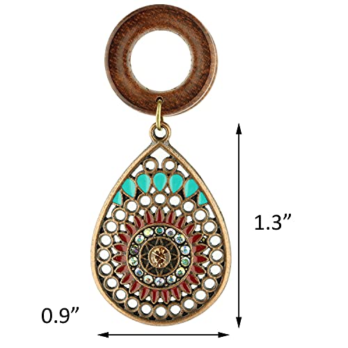 Balala 00G 10Mm Bohemian Teardrop Wood Dangle Ear Gauges Piercing Flesh Tunnels Plugs Statement Earrings, Brown(Ba161-10) #TOP1