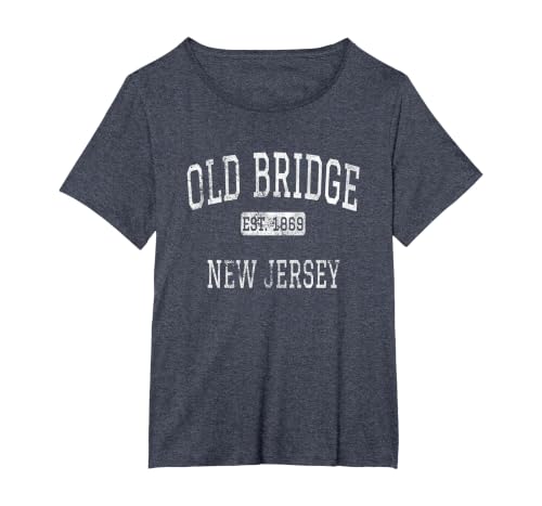 Old Bridge New Jersey NJ Vintage T-Shirt, Women's Plus, Heather Blue, 1X