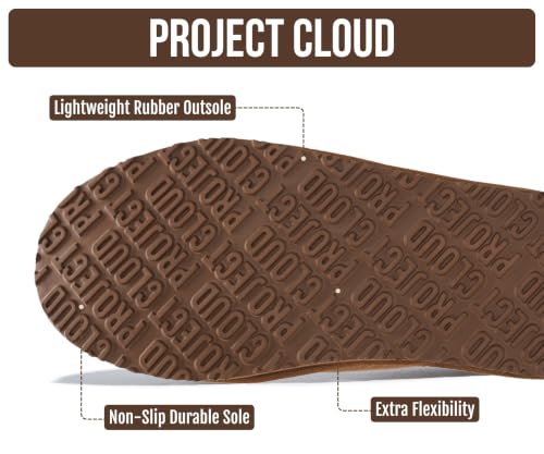 Image of Project Cloud Mens Slippers Genuine Leather Australian Shearling Slippers | Memory Foam Insole Non Slip Fuzzy Shoes Indoor Outdoor Warm Cozy Footwear Everyday Comfort Soft Lining Cushioned Sole Easy On