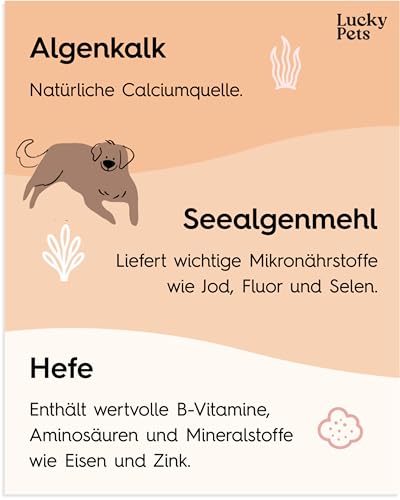 Lucky Pets Barf Pulver 1kg - Seealgenmehl Hund, Barf Zusatz Hund, 100% natürliche Mineralien und Vitamine für Hunde, Unterstützt gesunde Knochen, Haut und Fell