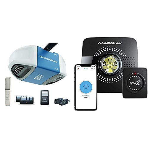 Chamberlain Group B550 Drive Garage Door Opener & MyQ Smart Garage Door Opener Chamberlain MYQ-G0301 - Wireless & Wi-Fi Enabled Garage Hub with Smartphone Control, 1 Pack, Black