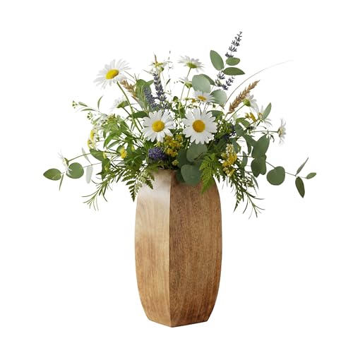 Mela Artisans 12” Mango Wood Vase | Wooden Decorative Flower
