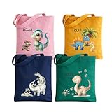 wolga-kreativ Kindertasche personalisiert mit Name Stofftasche Kindergarten Dino Motiv Jutebeutel...