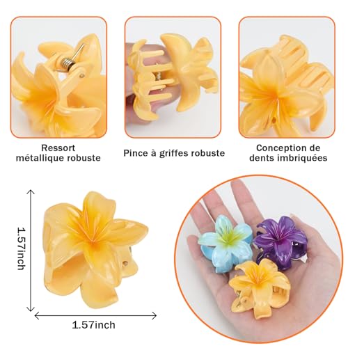 Pack of 12 Flower Hair Clips Flower Hair Clips Hawaiian Flower Hair Clips Claw Clips Women Hair Clips, Multicoloured - Image 3
