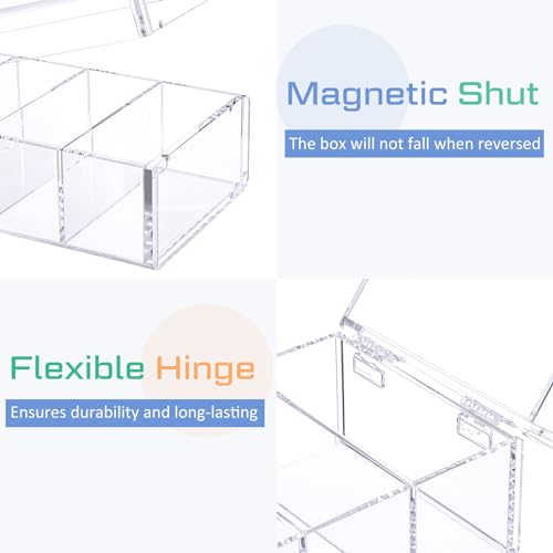 Mooliwe Index Card Holder Clear Acrylic Card Organizer 50 Pcs Divider Sheets for Desk File Note Holders, 4 Compartments Holds 600 Cards(3 x 5 Inch) - Image 3
