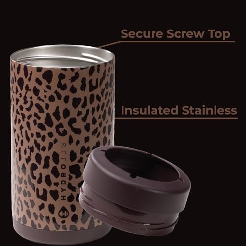Image of HydroJug Tall Can Cooler 16 oz, Stainless Steel Can Holder, Brown Leopard