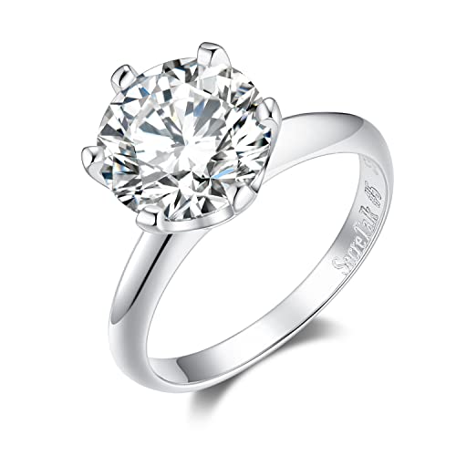 SecreTalk Moissanite Wedding Ring, Classic 2ct Engagement Ring for Women, 925 Sterling Silver D Color VVS Moissanite Ring with Certificate of Authenticity