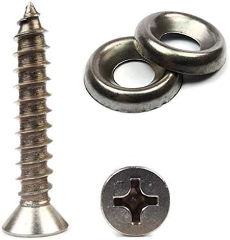 Stainless Steel Phillips Flat Head Sheet Metal Screw Kit with Countersunk Finishing Cup Washers - 601 Pieces