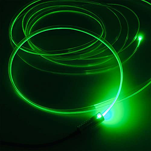 2mm 5meters Car Home LED Ambient Plastic Optic Fiber Light Source Kit Tool Free (12V,Green)
