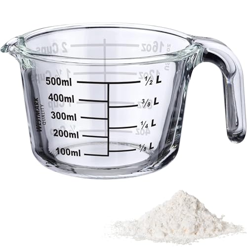 Westmark Verseuse graduée, volume de remplissage 0,5 l, passe au four, au micro-ondes, au congélateur, verre borosilicate, transparent/noir, 30622260