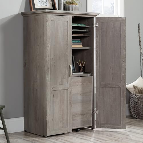 Image of Sauder Miscellaneous Storage Craft & Sewing Armoire, L: 35.112 inch x W: 21.81 inch x H: 61.58 inch, Mystic Oak