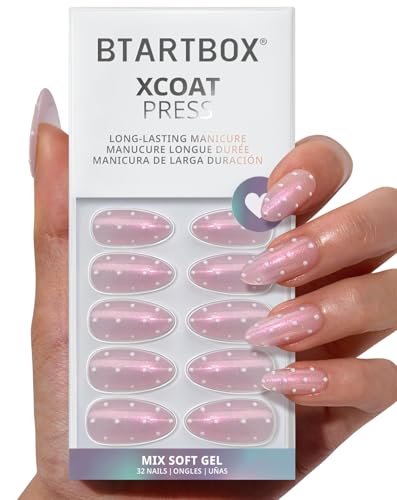 BTArtbox Press On Nails Almond Polka-Dot Dress